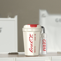 Coca-Cola Oficial Original-Café Termo de Acero Inoxidable 316 Grado alimenticio Moderno y bonito Fría/caliente hermética Portátil Boca Ancha antideslizante390ml Rojo/Blanco(189)