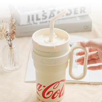 Coca-Cola-Termo Clásico Oficial Original de Acero Inoxidable 316 Grado alimenticio Fría/caliente hermética Portátil Asa/Pajita/Boca Ancha antideslizante 1100 Blanco/Rojo(165)