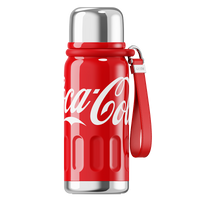 Coca-Cola-Termo Clásico Oficial Original de Acero Inoxidable 316 Grado alimenticio Fría/caliente hermética Tapa dual Filtro incorporado Portátil/Asa/correa/Boca Ancha antideslizante 580ml Blanco/Rojo