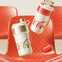 Coca-Cola-Termo Clásico Oficial Original de Acero Inoxidable 316 Grado alimenticio Fría/caliente Portátil hermética Boca Ancha/Pajita retráctil/antideslizante 650ml Negro/Blanco(192)