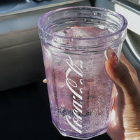 Coca-Cola Oficial Original-Vaso Tritan-Plástico Alimenticio Resistente a impactos resistente a químicos portátil Diseño de tapa de tirador desmontable hermético antideslizante 390ml Rosa/Púrpura/Verde/
