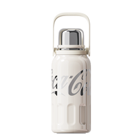Coca-Cola-Termo Clásico Oficial Original de Acero Inoxidable 316 Grado alimenticio Fría/caliente hermética Tapa dual Filtro incorporado Portátil/Asa/correa/Boca Ancha antideslizante 800ml Blanco/Rojo