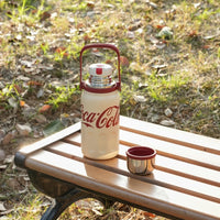 Coca-Cola-Termo Clásico Oficial Original de Acero Inoxidable 316 Grado alimenticio Fría/caliente hermética Tapa dual Filtro incorporado Portátil/Asa/correa/Boca Ancha antideslizante 800ml Blanco/Rojo