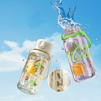 Coca-Cola Oficial Original-Vaso Tritan-Plástico Alimenticio Resistente a impactos resistente a químicos portátil Asa/pajita Apertura y cierre con un solo dedo hermético antideslizante 1250ml Negro/Blanco