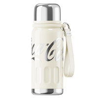 Coca-Cola-Termo Clásico Oficial Original de Acero Inoxidable 316 Grado alimenticio Fría/caliente hermética Tapa dual Filtro incorporado Portátil/Asa/correa/Boca Ancha antideslizante 580ml Blanco/Rojo