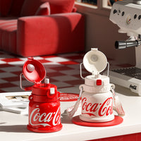 Coca-Cola-Termo Clásico Oficial Original de Acero Inoxidable 316 Grado alimenticio Fría/caliente hermética Apertura y cierre con un solo dedo Portátil/Asa/Boca Ancha antideslizante 700mlRojo (199