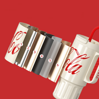 Coca-Cola-Termo Clásico Oficial Original de Acero Inoxidable 316 Grado alimenticio Fría/caliente hermética Portátil/Asa/Pajita/Boca Ancha antideslizante1200ml Blanco(188)