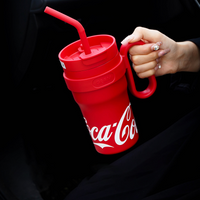Coca-Cola-Termo Clásico Oficial Original de Acero Inoxidable 316 Grado alimenticio Fría/caliente hermética Portátil Asa/Pajita/Boca Ancha antideslizante 750 Blanco/Rojo(165)