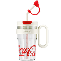 Coca-Cola Oficial Original-Vaso Tritan-Plástico Alimenticio Resistente a impactos resistente a químicos portátil Asa/pajita y tapa antipolvo hermético antideslizante 800mlNegro/Rojo/Púrpura/Verde