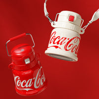 Coca-Cola-Termo Clásico Oficial Original de Acero Inoxidable 316 Grado alimenticio Fría/caliente hermética Apertura y cierre con un solo dedo Portátil/Asa/Boca Ancha antideslizante 700mlRojo (199