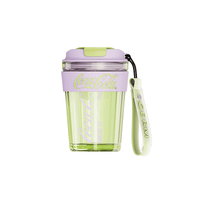 Coca-Cola Oficial Original-Vaso Tritan-Plástico Alimenticio Resistente a impactos resistente a químicos portátil Diseño de tapa de tirador desmontable hermético antideslizante 390ml Rosa/Púrpura/Verde/