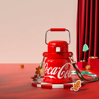 Coca-Cola-Termo Clásico Oficial Original de Acero Inoxidable 316 Grado alimenticio Fría/caliente hermética Apertura y cierre con un solo dedo Portátil/Asa/Boca Ancha antideslizante 700mlRojo (199