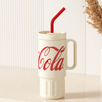 Coca-Cola-Termo Clásico Oficial Original de Acero Inoxidable 316 Grado alimenticio Fría/caliente hermética Portátil/Asa/Pajita/Boca Ancha antideslizante1200ml Blanco(188)