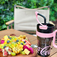 Coca-Cola Oficial Original-Vaso Tritan-Plástico Alimenticio Resistente a impactos resistente a químicos portátil Asa/pajita y tapa antipolvo hermético antideslizante 800mlNegro/Rojo/Púrpura/Verde