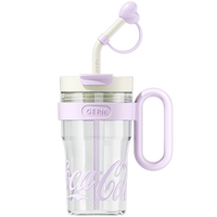 Coca-Cola Oficial Original-Vaso Tritan-Plástico Alimenticio Resistente a impactos resistente a químicos portátil Asa/pajita y tapa antipolvo hermético antideslizante 800mlNegro/Rojo/Púrpura/Verde