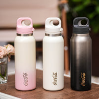 Coca-Cola-Termo Estilo Deportivo Oficial Original de Acero Inoxidable 316 Grado alimenticio Fría/caliente hermética Portátil Apertura y cierre con un solo dedo Doble función de tapa Pajita antideslizante 600ml Blanco/Negro/Rosa>200