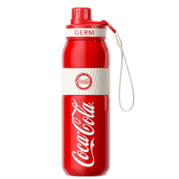 Coca-Cola-Termo Estilo Deportivo Oficial Original de Acero Inoxidable 316 Grado alimenticio Fría/caliente hermética Portátil Apertura y cierre en 1 segundo tapa de resorte y pajita antideslizante 580ml Negro/Blanco/Rojo>200