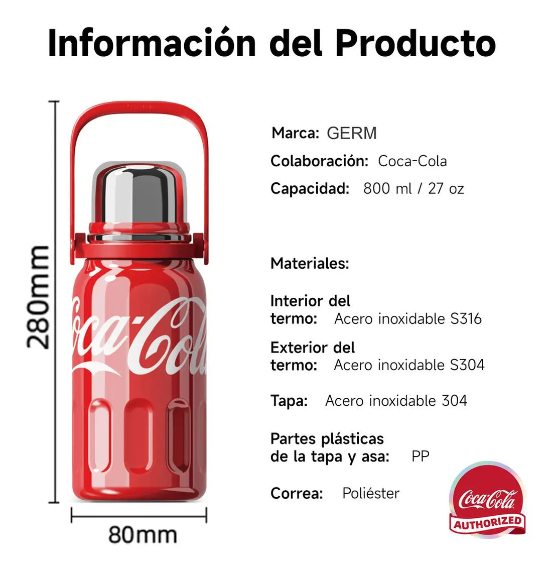Termo Deportivo con asa Coca-Cola | 800ml / 1200ml