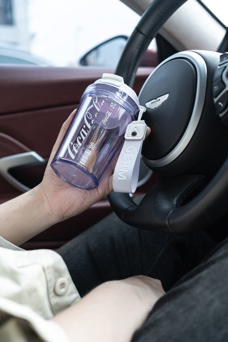 Coca-Cola Oficial Original-Vaso Tritan-Plástico Alimenticio Resistente a impactos resistente a químicos portátil Diseño de tapa de tirador desmontable hermético antideslizante 390ml Rosa/Púrpura/Verde/