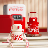Coca-Cola-Termo Clásico Oficial Original de Acero Inoxidable 316  Grado alimenticio Fría/caliente hermética Apertura y cierre con un solo dedo Portátil/Asa/Boca Ancha antideslizante 700mlRojo （199