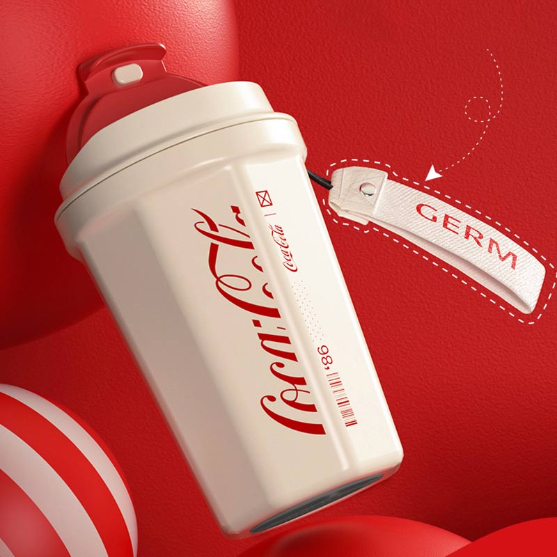 Coca-Cola Oficial Original-Café Termo de Acero Inoxidable 316 Grado alimenticio Moderno y bonito Fría/caliente hermética Portátil Boca Ancha antideslizante390ml Rojo/Blanco（189）