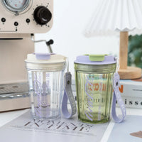 Coca-Cola Oficial Original-Vaso Tritan-Plástico Alimenticio Resistente a impactos resistente a químicos portátil Diseño de tapa de tirador desmontable hermético antideslizante 390ml Rosa/Púrpura/Verde/