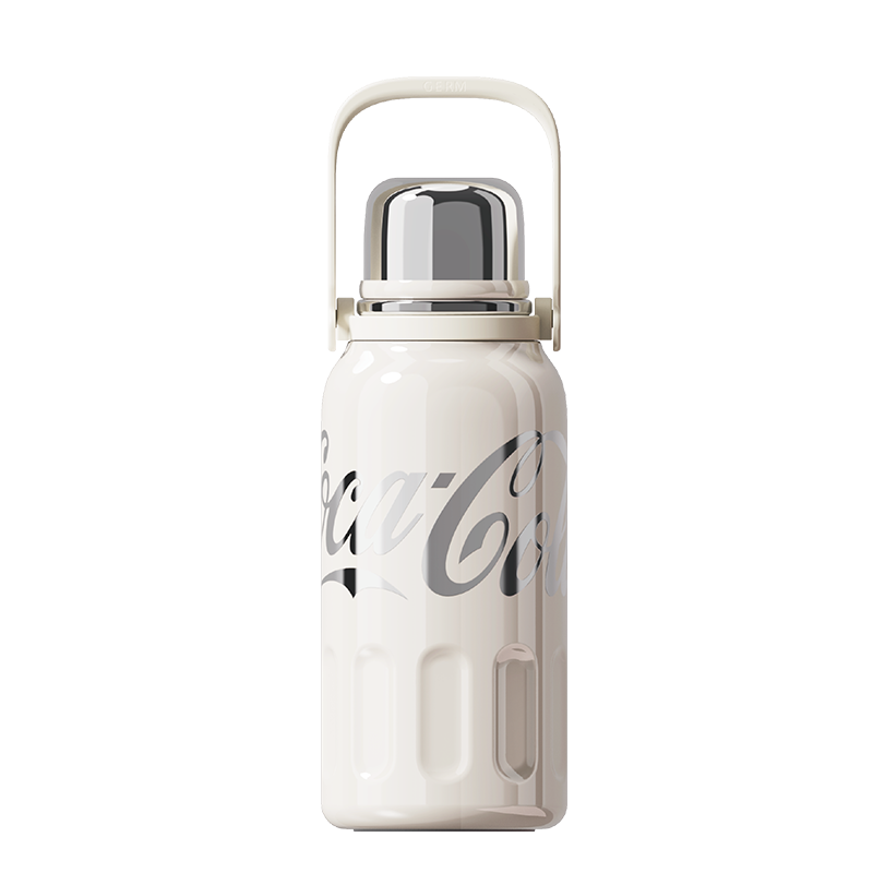 Coca-Cola-Termo Clásico Oficial Original de Acero Inoxidable 316 Grado alimenticio Fría/caliente hermética Tapa dual Filtro incorporado Portátil/Asa/correa/Boca Ancha antideslizante 800ml Blanco/Rojo