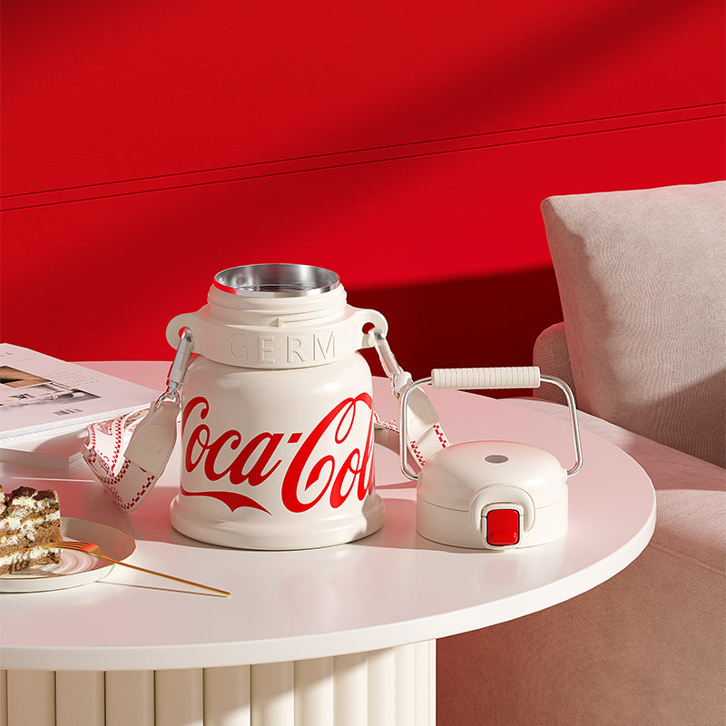 Coca-Cola-Termo Clásico Oficial Original de Acero Inoxidable 316  Grado alimenticio Fría/caliente hermética Apertura y cierre con un solo dedo Portátil/Asa/Boca Ancha antideslizante 700mlRojo （199