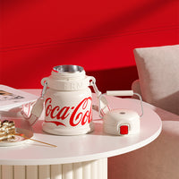 Coca-Cola-Termo Clásico Oficial Original de Acero Inoxidable 316  Grado alimenticio Fría/caliente hermética Apertura y cierre con un solo dedo Portátil/Asa/Boca Ancha antideslizante 700mlRojo （199