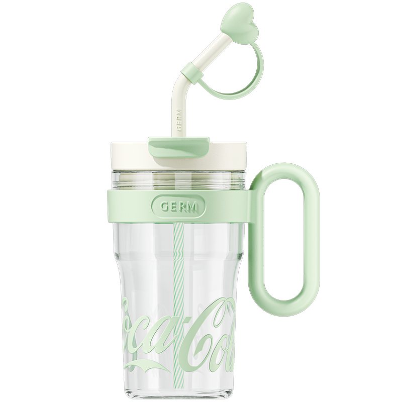 Coca-Cola Oficial Original-Vaso Tritan-Plástico Alimenticio Resistente a impactos resistente a químicos portátil Asa/pajita y tapa antipolvo hermético antideslizante 800mlNegro/Rojo/Púrpura/Verde