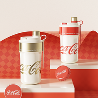 Coca-Cola-Termo Clásico Oficial Original de Acero Inoxidable 316 Grado alimenticio Fría/caliente Portátil  hermética Boca Ancha/Pajita retráctil/antideslizante 650ml Negro/Blanco(192)