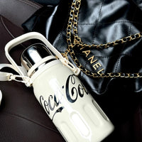 Coca-Cola-Termo Clásico Oficial Original de Acero Inoxidable 316 Grado alimenticio Fría/caliente hermética Tapa dual Filtro incorporado Portátil/Asa/correa/Boca Ancha antideslizante 800ml Blanco/Rojo