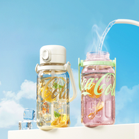 Coca-Cola Oficial Original-Vaso Tritan-Plástico Alimenticio Resistente a impactos resistente a químicos portátil Asa/pajita Apertura y cierre con un solo dedo hermético antideslizante 1250ml Negro/Blanco