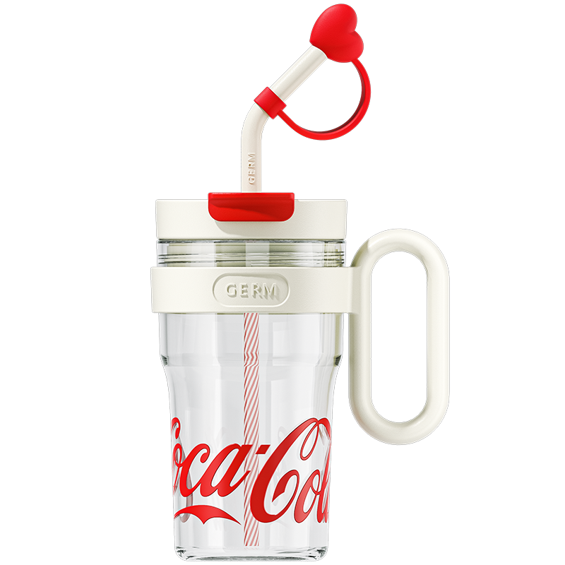 Coca-Cola Oficial Original-Vaso Tritan-Plástico Alimenticio Resistente a impactos resistente a químicos portátil Asa/pajita y tapa antipolvo hermético antideslizante 800mlNegro/Rojo/Púrpura/Verde