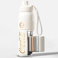 Coca-Cola-Termo Estilo Deportivo Oficial Original de Acero Inoxidable 316 Grado alimenticio Fría/caliente hermética Portátil Apertura y cierre en 1 segundo tapa de resorte y pajita antideslizante 580ml Negro/Blanco/Rojo＞200