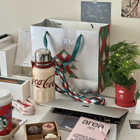 Coca-Cola-Termo Clásico Oficial Original de Acero Inoxidable 316 Grado alimenticio Fría/caliente hermética Tapa dual Filtro incorporado Portátil/Asa/correa/Boca Ancha antideslizante 800ml Blanco/Rojo