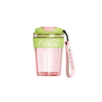 Coca-Cola Oficial Original-Vaso Tritan-Plástico Alimenticio Resistente a impactos resistente a químicos portátil Diseño de tapa de tirador desmontable hermético antideslizante 390ml Rosa/Púrpura/Verde/