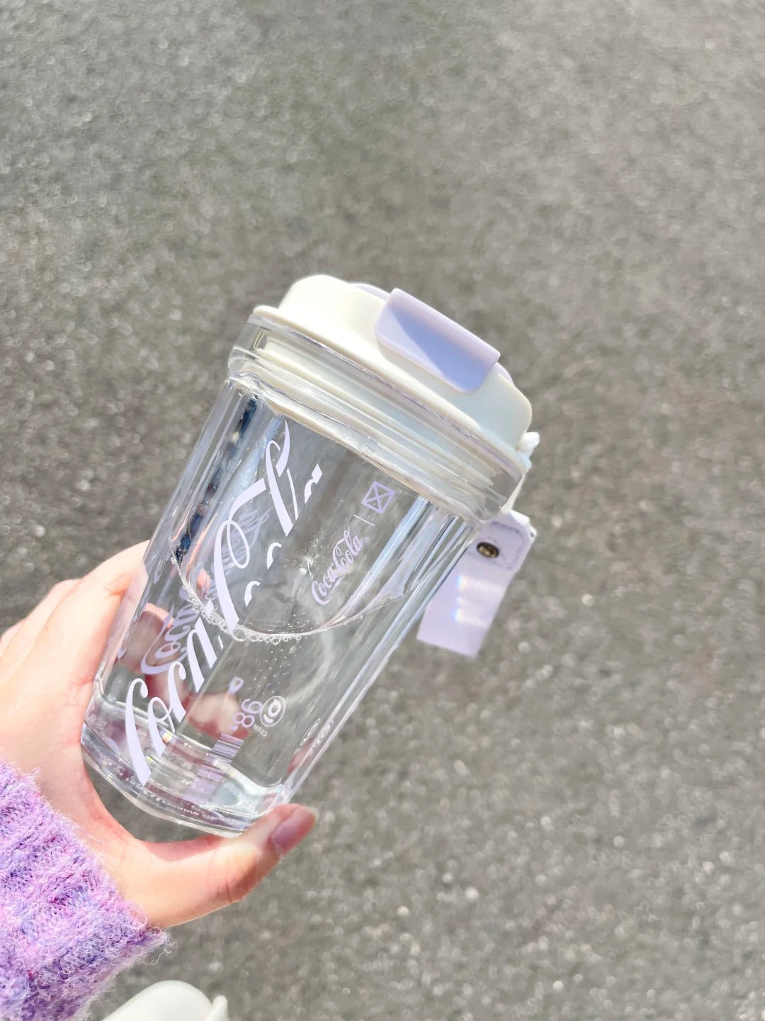 Coca-Cola Oficial Original-Vaso Tritan-Plástico Alimenticio Resistente a impactos resistente a químicos portátil Diseño de tapa de tirador desmontable hermético antideslizante 390ml Rosa/Púrpura/Verde/