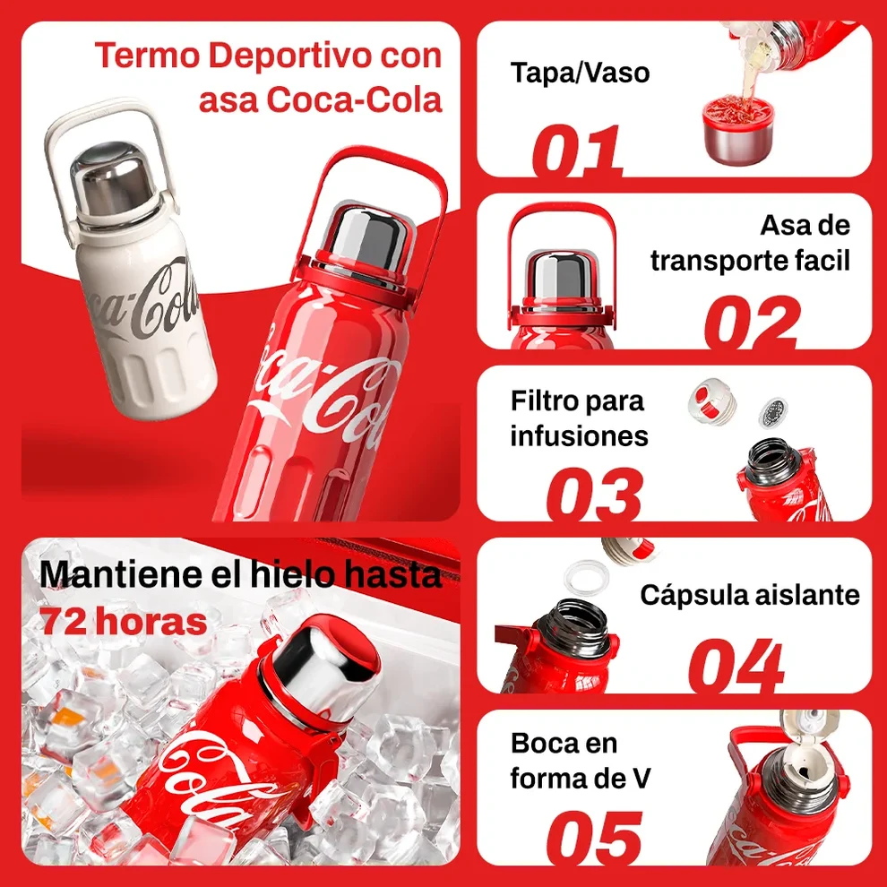 Termo Deportivo con asa Coca-Cola | 800ml / 1200ml