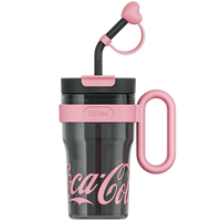 Coca-Cola Oficial Original-Vaso Tritan-Plástico Alimenticio Resistente a impactos resistente a químicos portátil Asa/pajita y tapa antipolvo hermético antideslizante 800mlNegro/Rojo/Púrpura/Verde