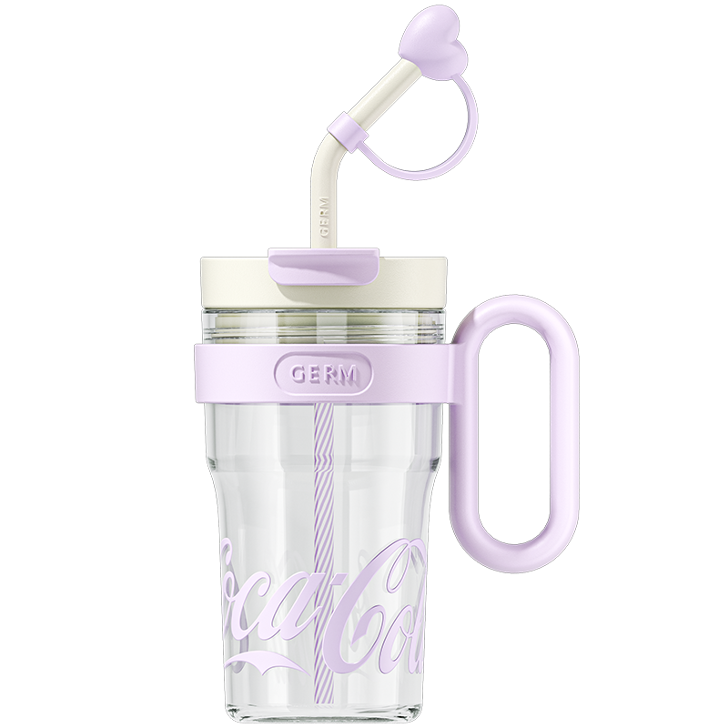 Coca-Cola Oficial Original-Vaso Tritan-Plástico Alimenticio Resistente a impactos resistente a químicos portátil Asa/pajita y tapa antipolvo hermético antideslizante 800mlNegro/Rojo/Púrpura/Verde