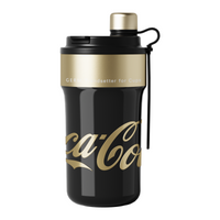 Coca-Cola-Termo Clásico Oficial Original de Acero Inoxidable 316 Grado alimenticio Fría/caliente Portátil  hermética Boca Ancha/Pajita retráctil/antideslizante 650ml Negro/Blanco(192)