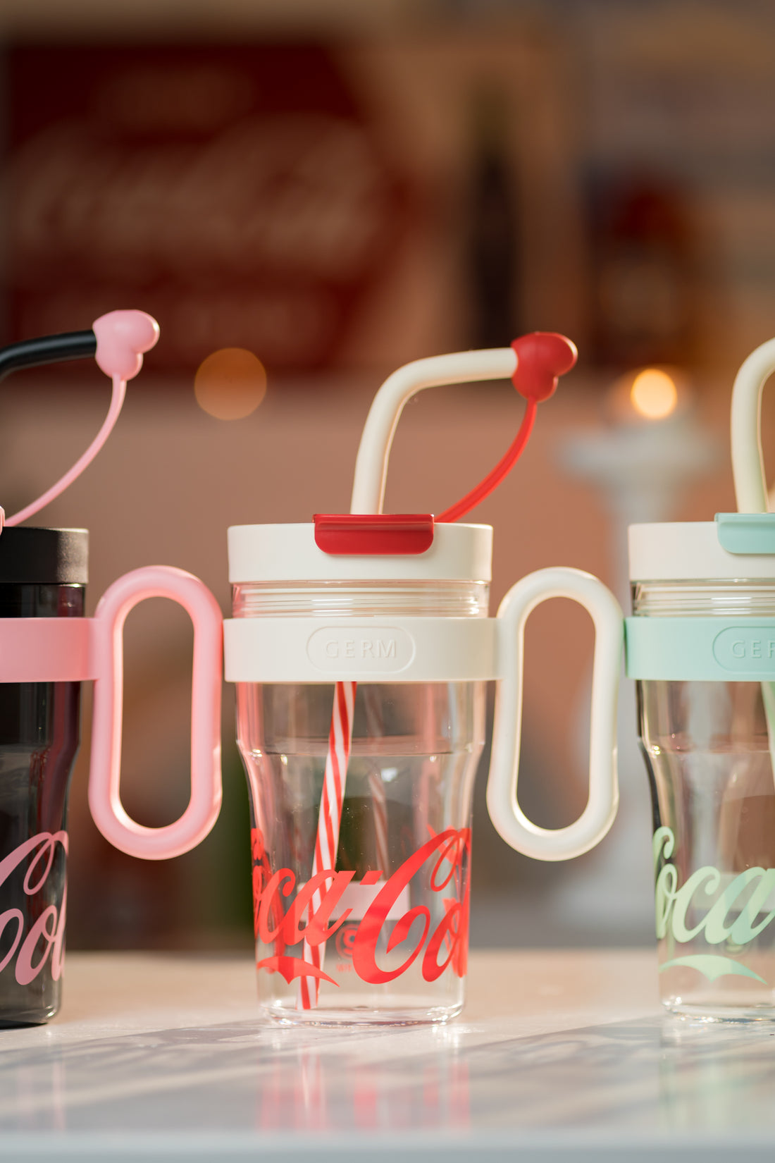 Coca-Cola Oficial Original-Vaso Tritan-Plástico Alimenticio Resistente a impactos resistente a químicos portátil Asa/pajita y tapa antipolvo hermético antideslizante 800mlNegro/Rojo/Púrpura/Verde