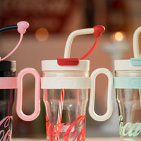 Coca-Cola Oficial Original-Vaso Tritan-Plástico Alimenticio Resistente a impactos resistente a químicos portátil Asa/pajita y tapa antipolvo hermético antideslizante 800mlNegro/Rojo/Púrpura/Verde