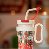 Coca-Cola Oficial Original-Vaso Tritan-Plástico Alimenticio Resistente a impactos resistente a químicos portátil Asa/pajita y tapa antipolvo hermético antideslizante 800mlNegro/Rojo/Púrpura/Verde