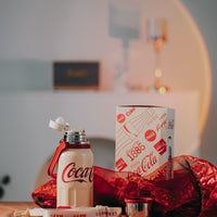 Coca-Cola-Termo Clásico Oficial Original de Acero Inoxidable 316 Grado alimenticio Fría/caliente hermética Tapa dual Filtro incorporado Portátil/Asa/correa/Boca Ancha antideslizante 800ml Blanco/Rojo