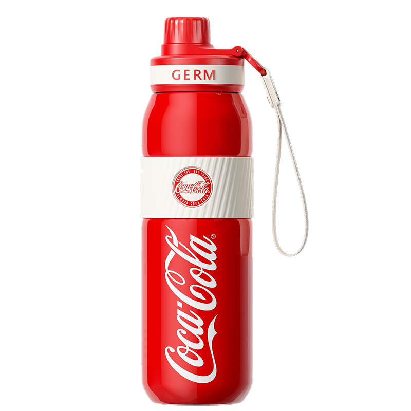 Coca-Cola-Termo Estilo Deportivo Oficial Original de Acero Inoxidable 316 Grado alimenticio Fría/caliente hermética Portátil Apertura y cierre en 1 segundo tapa de resorte y pajita antideslizante 580ml Negro/Blanco/Rojo＞200