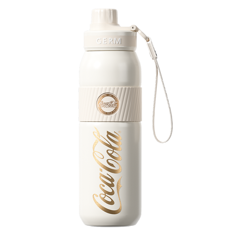 Coca-Cola-Termo Estilo Deportivo Oficial Original de Acero Inoxidable 316 Grado alimenticio Fría/caliente hermética Portátil Apertura y cierre en 1 segundo tapa de resorte y pajita antideslizante 580ml Negro/Blanco/Rojo＞200