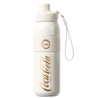 Coca-Cola-Termo Estilo Deportivo Oficial Original de Acero Inoxidable 316 Grado alimenticio Fría/caliente hermética Portátil Apertura y cierre en 1 segundo tapa de resorte y pajita antideslizante 580ml Negro/Blanco/Rojo＞200