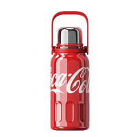 Coca-Cola-Termo Clásico Oficial Original de Acero Inoxidable 316 Grado alimenticio Fría/caliente hermética Tapa dual Filtro incorporado Portátil/Asa/correa/Boca Ancha antideslizante 800ml Blanco/Rojo